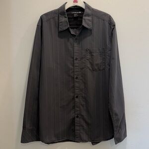 Y2K Quicksilver Men's Button Down Striped Long Sleeve Shirt - Size Large